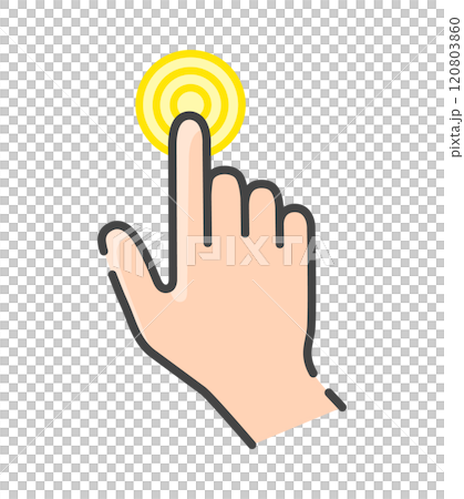 用食指觸摸的簡單人手圖示 — 按下按鈕或螢幕的手勢的圖像素材 120803860