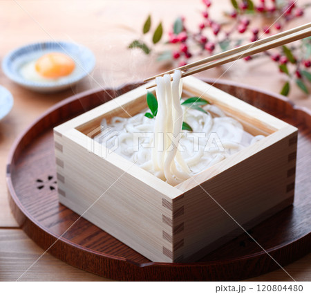 シンプルな味わい　茹でたての釜揚げうどん 120804480