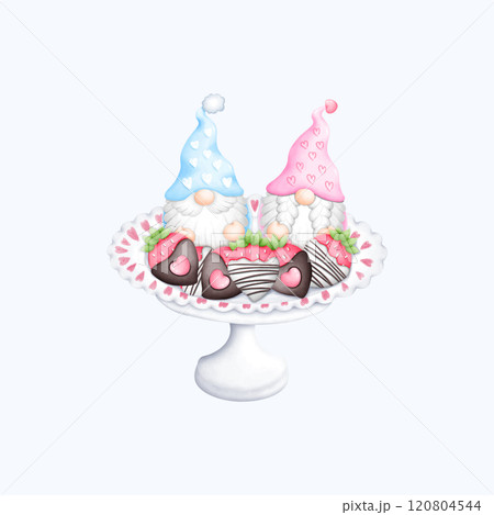 Watercolor Strawberry Illustration for Valentines Day. Cute Hand Painted Art for Cards and Decor 120804544