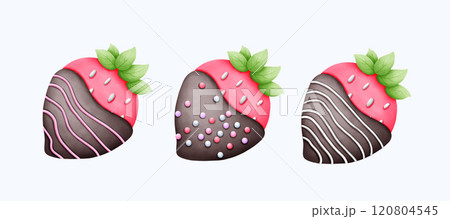 Watercolor Strawberry Illustration for Valentines Day. Cute Hand Painted Art for Cards and Decor Watercolor Strawberry Illustration for Valentines Day. Cute Hand Painted Art for Cards and Decor 120804545