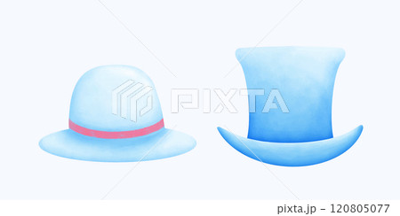 Watercolor Hat Illustration. Hand-Painted Headwear Art for Fashion, Crafts, and Designs Watercolor Hat Illustration. Hand-Painted Headwear Art for Fashion, Crafts, and Designs 120805077