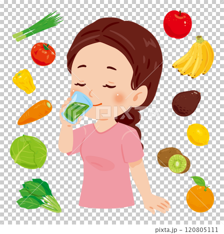 Woman drinking a glass of green smoothie 120805111