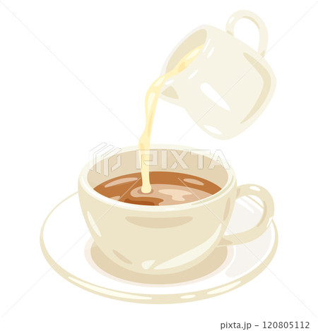 ミルクを注がれるカップ入りのコーヒー 120805112