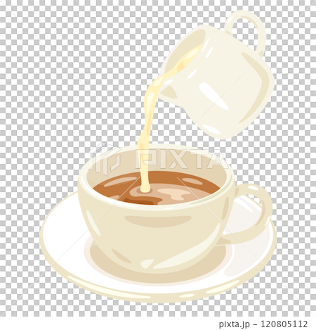 ミルクを注がれるカップ入りのコーヒー 120805112