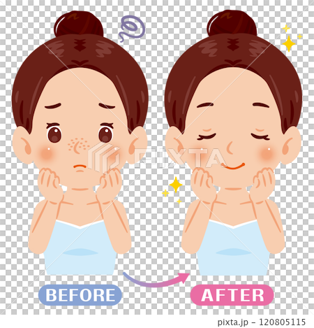 鼻の毛穴に悩む女性のビフォーアフターイラスト 120805115