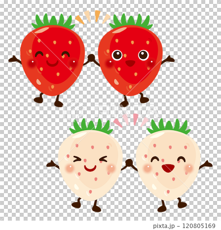 Friendly strawberry character illustration set Friendly strawberry character illustration set 120805169