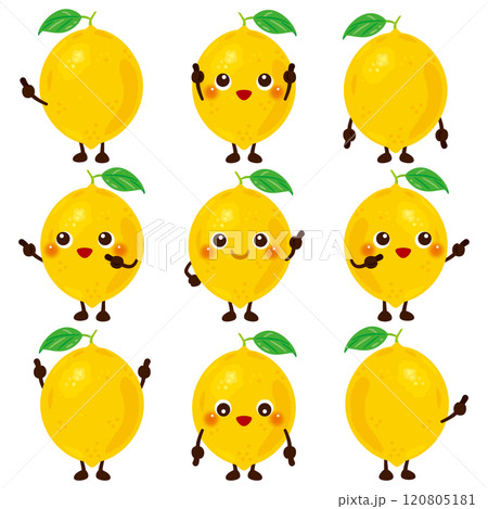 指さしをするレモンのキャラクターセット 120805181