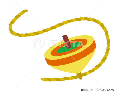 赤い独楽を回すイラスト 120805279
