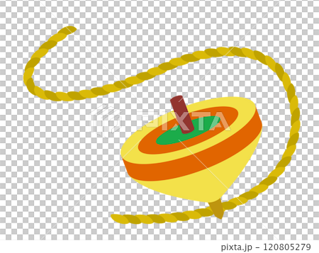 赤い独楽を回すイラスト 120805279