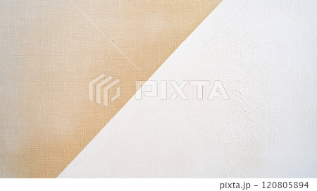 In this minimalist background, a light tan square positioned in the bottom corner of a white canvas 120805894