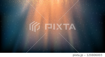 Magic blue and orange christmas rays of light or underwater with glowing plankton, overlay effects and bokeh Magic blue and orange christmas rays of light or underwater with glowing plankton, overlay effects and bokeh 120806003