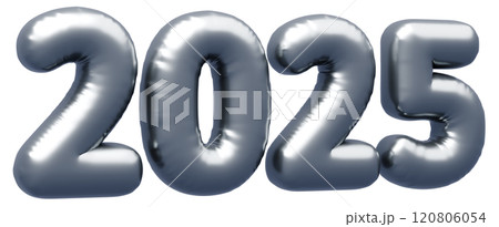 3D画像_文字風船_2025_シルバー 120806054