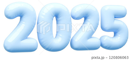 3D画像_文字風船_2025_水色 3D画像_文字風船_2025_水色 120806063