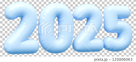3D画像_文字風船_2025_水色 3D画像_文字風船_2025_水色 120806063
