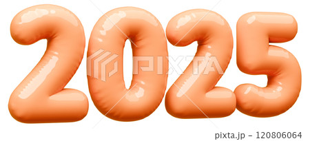 3D画像_文字風船_2025_オレンジ 3D画像_文字風船_2025_オレンジ 120806064