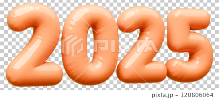 3D画像_文字風船_2025_オレンジ 3D画像_文字風船_2025_オレンジ 120806064