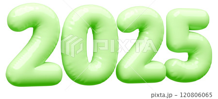 3D画像_文字風船_2025_黄緑 3D画像_文字風船_2025_黄緑 120806065