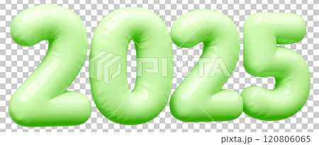 3D画像_文字風船_2025_黄緑 3D画像_文字風船_2025_黄緑 120806065