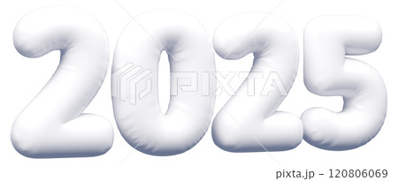 3D画像_文字風船_2025_白 3D画像_文字風船_2025_白 120806069