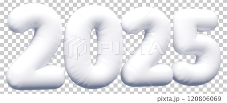 3D画像_文字風船_2025_白 3D画像_文字風船_2025_白 120806069