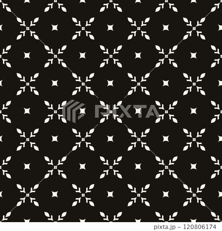 Simple minimalist geometric seamless pattern. Abstract monochrome minimal background with small floral shapes. Subtle repeat design for decor, print. 120806174