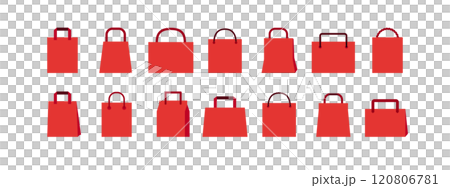 赤い紙袋のイラスト素材セット ( ベクター ショッピングバッグ セール ) 120806781