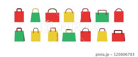 カラフルな紙袋のイラスト素材セット ( ベクター ショッピングバッグ セール ) 120806783
