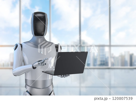 Automation worker concept with ai assistant robot working in smart office Automation worker concept with ai assistant robot working in smart office 120807539