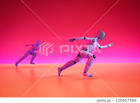 Fast speed technology concept with cyborg running 120807569