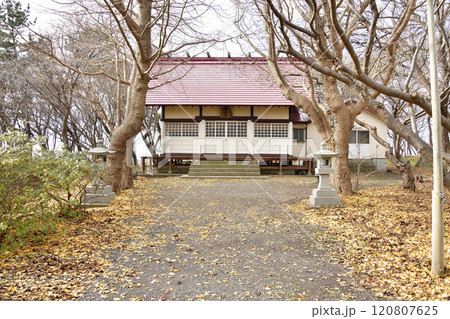 冬の北海道乙部町で元和八幡神社の境内の風景を撮影 120807625
