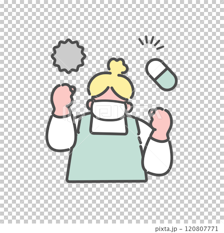 ウイルスに負けないシンプルな線画女性　イラスト 120807771