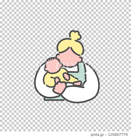 簡單的線條畫女人抱著嬰兒插畫 120807779