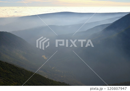 Snezka, the highest mountain of Czech Republic, Giant Mountains - Krkonose National Park, Czech Republic and Poland - Europe. 120807947