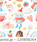 Watercolor Christmas seamless pattern winter background. Can be used for wrapping paper, textile, wallpaper, cards. 120808264