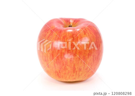 赤いリンゴ　丸ごと1個　青森県産　サンふじ　明るい背景 120808298