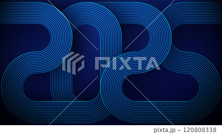 2025 technology blue background. A circuit board in navy blue tech bg 120808338
