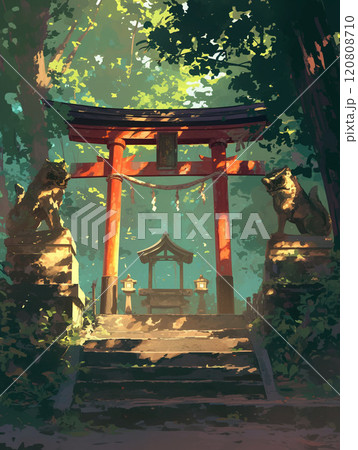 緑豊かな風景と美しい神社 120808710