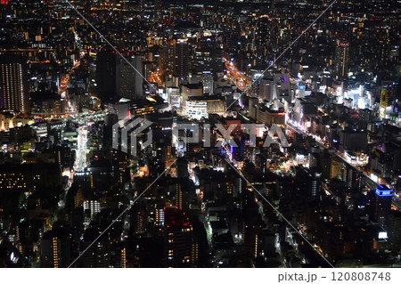 大阪 夜景 空撮 心斎橋 大阪 夜景 空撮 心斎橋 120808748