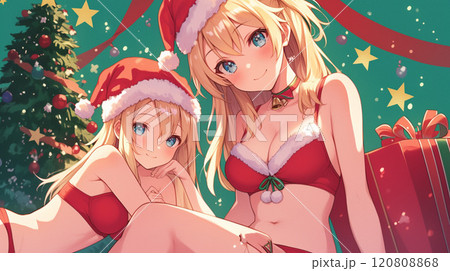 クリスマスにかわいい女の子とプレゼント 120808868