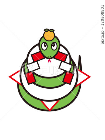 干支イラスト　巳と鏡餅 120808901