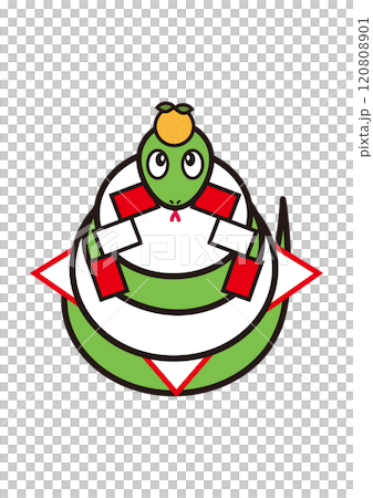 十二生肖插圖蛇和 Kagami-mochi 120808901