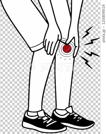 the knee man with pain in knee icon, cartoon style 120809019