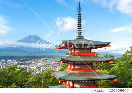 Beautiful summer landscape with Mountain fuji  120809669