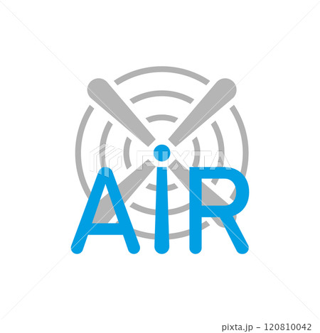 Air text logo with propeller, fan. Vector isolated word illustration on white background.  120810042