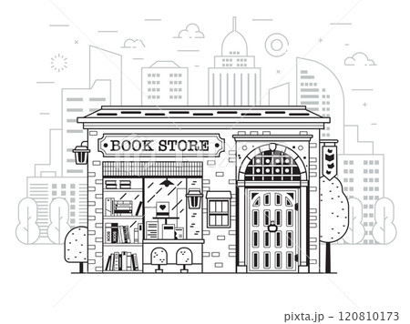 Public Book Store Building in Line Art Public Book Store Building in Line Art 120810173