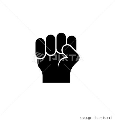 Vector icon of a clenched fist representing defiance and activism Vector icon of a clenched fist representing defiance and activism 120810441