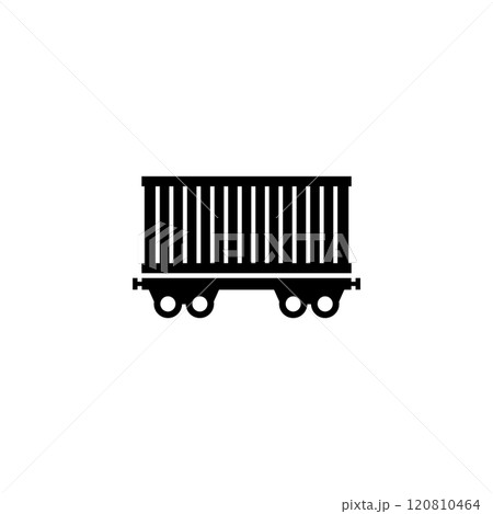 Vector icon of a classic black freight train car Vector icon of a classic black freight train car 120810464