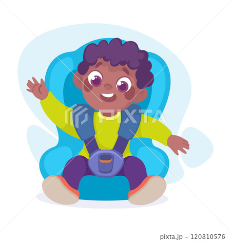 Little Boy on Seat with Safety Belt Vector Illustration Little Boy on Seat with Safety Belt Vector Illustration 120810576