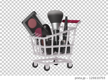 Cosmetics in cart 3D graphic 120810703