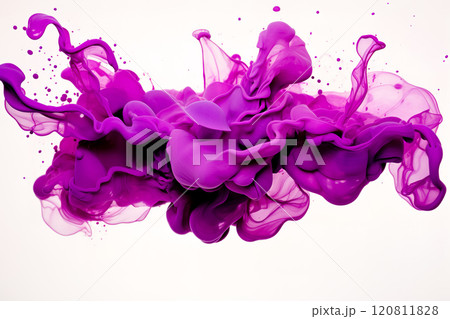 Purple splash on white background. Generative AI. 120811828